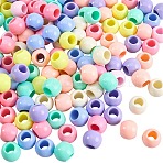 200Pcs Opaque Acrylic Beads, Large Hole Beads, Rondelle, Mixed Color, 12mm, Hole: 6mm(SACR-SP0001-35B)