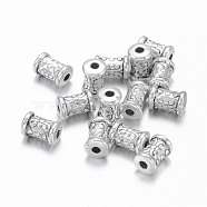 Tibetan Style Alloy Beads, Tube, Antique Silver, Lead Free & Cadmium Free, about 5mm in diameter, 7mm thick, hole: 2mm(X-LF0292Y)