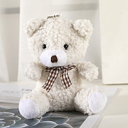 Cute Plush PP Cotton Bear Doll Pendant Decorations, with Alloy Findings, for Keychain Bag Hanging Decoration, WhiteSmoke, 10cm(PW-WG35616-01)