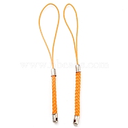 Polyester Cord Mobile Straps, with Platinum Plated Iron Findings, Dark Orange, 8~9cm(FIND-G063-02P-06)
