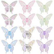 40pcs 5 colors UV Plating Rainbow Iridescent Transparent Acrylic Beads, Butterfly, Mixed Color, 33.5x40x12.5mm, Hole: 3.2mm, 8pcs/color(OACR-SC0001-19)