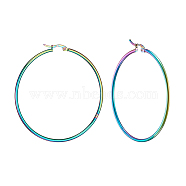 304 Stainless Steel Big Hoop Earrings, Hypoallergenic Earrings, Ring Shape, Rainbow Color, 12 Gauge, 59~61x2mm, Pin: 0.7~1.3x0.68mm(EJEW-F105-03M)