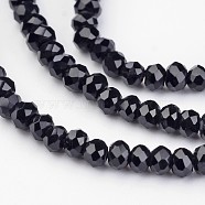 Electroplate Glass Beads Strands, Faceted Rondelle, Black, 3x2mm, Hole: 1mm, about 202pcs/strand, 17 inch(EGLA-P018-2mm-02)