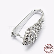 Rhodium Plated 925 Sterling Silver Micro Pave Cubic Zirconia Pendant Bails, Ice Pick & Pinch Bails, Rhombus, Platinum, 16x6x8mm, pin: 0.6mm(STER-P034-59P)