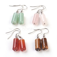Natural & Synthetic Mixed Stone Dangle Earrings, with Metal Findings, Column, 40mm, Pendant: 21.5x8mm, Pin: 0.7mm(EJEW-JE02767)