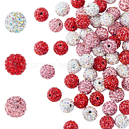 90Pcs 3 Colors Polymer Clay Rhinestone Beads, Pave Disco Ball Beads, Round, Mixed Color, PP13(1.9~2mm), 6 Rows Rhinestone, 10mm, Hole: 1.5mm, 30Pcs/color(RB-HY0001-02)
