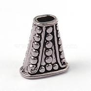 Tibetan Style Alloy Bead Cones, For Tassels Pendant, Apetalous, Lead Free & Cadmium Free, Antique Silver, 18.5x17x8.5mm, Hole: 5.5x3.5mm(PALLOY-ZN6525-AS-RS)