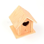 Unfinished Wooden Birdhouse, Bird House Nesting Box, Small Nest Dox Bird House Outdoor Garden, BurlyWood, 97x113x124mm, Hole: 31x34mm(AJEW-WH0200-23)