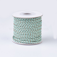 Braided Leather Cords, Round, Aquamarine, 3mm, about 10yards/roll(WL-P002-16-A)