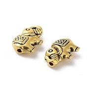 Tibetan Style Alloy Beads, Cadmium Free & Lead Free, Elephant, Antique Golden, 8x13x4mm, Hole: 1mm(FIND-Q094-31AG)
