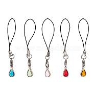 Teardrop Glass Mobile Straps, with Polyester Cord Mobile Accessories Decoration, Mixed Color, 7~7.3cm(HJEW-JM01427)