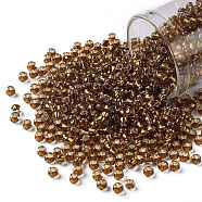 TOHO Round Seed Beads, Japanese Seed Beads, (2156S) Silver Lined Honey Amber, 8/0, 3mm, Hole: 1mm, about 222pcs/bottle, 10g/bottle(SEED-JPTR08-2156S)