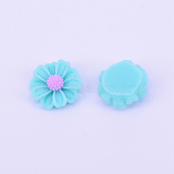 Resin Cabochons, DIY Accessories, Daisy Flower, Deep Sky Blue, 10x4mm(RESI-CJC0001-70C)