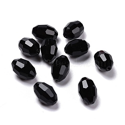 Glass Imitation Austrian Crystal Beads, Faceted, Oval, Black, 11x8mm, Hole: 0.8~1.4mm(GLAA-K055-01)