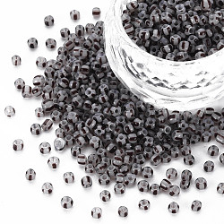 8/0 Opaque Glass Seed Beads, Opaque Colours Seep, Round Hole, Flat Round with Stripe Pattern, Coconut Brown, 3~3.5x2~2.5mm, Hole: 1mm, about 450g/Pound(SEED-T006-01B-D03)