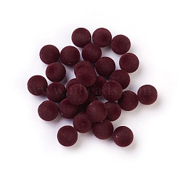 Flocky Acrylic Beads, Half Drilled, Round, Dark Red, 8mm, Hole: 1.4mm(OACR-I001-8mm-L09)