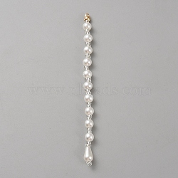 Glass Pearl Beaded Pendant, Tassel, White, 110x6mm, Hole: 1.4mm(FIND-TAC0016-41B-01)