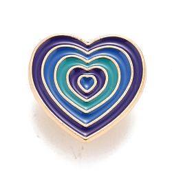 Heart Enamel Pin, Creative Alloy Badge for Backpack Clothes, Golden, Blue, 24x23x1.5mm(JEWB-E014-01G-06)