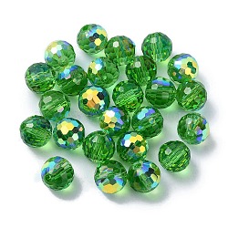 AB Color Plated Glass Beads, Faceted Round, Medium Sea Green, 8x7mm, Hole: 1.5mm(EGLA-P059-02A-AB12)