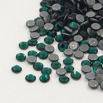 Glass Hotfix Rhinestone, Grade AA, Flat Back & Faceted, Half Round, Emerald, SS10, 2.7~2.8mm, about 1440pcs/bag
