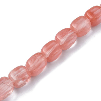 Cherry Quartz Glass Beads Strands, Cuboid, 8.5~11x7.5~9x7.5~9mm, Hole: 1.2mm, about 20pcs/strand, 7.72~8.74 inch(19.6~22.2cm)