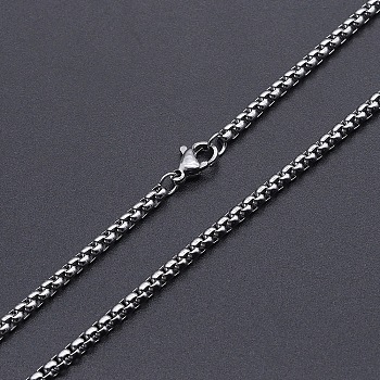 201 Stainless Steel Box Chain Necklace, with Lobster Claw Clasps, Stainless Steel Color, 18.11 inch(46cm) long, Link: 3x2.5x1.5mm