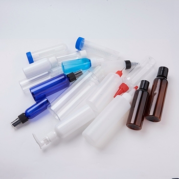 Polyethylene(PE) Refillable Bottles, Random Color, Mixed Style, Mixed Color, 8.1~18.5x2.7~5cm, Capacity: 35ml/50ml/130ml/150ml