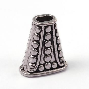 Tibetan Style Alloy Bead Cones, For Tassels Pendant, Apetalous, Lead Free & Cadmium Free, Antique Silver, 18.5x17x8.5mm, Hole: 5.5x3.5mm
