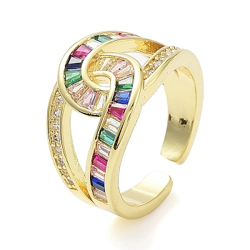 Brass Micro Pave Cubic Zirconia Rings, Long-Lasting Plated, Real 18K Gold Plated, Cadmium Free & Lead Free, Colorful, 4~12mm, Inner Diameter: 17mm