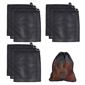 Polyester Packing Storage Bag, Drawstring Bags, Black, 29x24.5x0.4cm