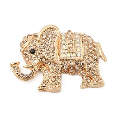 Light Gold Elephant Alloy+Rhinestone Big Pendants