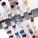 Natural Mixed Gemstone Beads Strands, Heart, Mixed Dyed and Undyed, 3.5~4x4x3.5~5mm, Hole: 0.5~1.2mm, about 132~134pcs/strand, 15.16~15.94''(38.5~40.5cm)(G-T143-32)