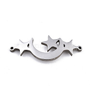 304 Stainless Steel Link Connectors, Laser Cut, Star with Moon, Stainless Steel Color, 12x30x1.5mm, Hole: 1mm(STAS-T059-20P)
