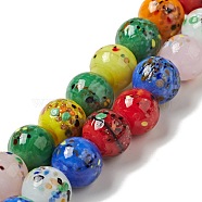 Handmade Lampwork Beads Strand, Round, Colorful, 10x9~10mm, Hole: 1.2mm, about 40pcs/strand, 14.76 inch(37.5cm)(LAMP-C008-02D)