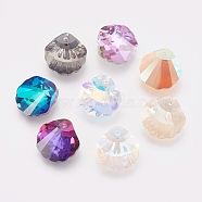 K9 Glass Rhinestone Pendants, Imitation Austrian Crystal, Faceted, Shell, Mixed Color, 28x28x11mm, Hole: 1.6mm(GLAA-F083-02B)