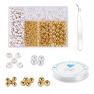 DIY Jewelry Bracelets Making Kits, Including ABS Plastic Beads, Imitation Pearl Acrylic Beads, Plating Acrylic Beads, Clear Elastic Crystal Thread 410 Stainless Steel Pointed Tweezers, Mixed Color, Beads: 710pcs(DIY-YW0003-49)