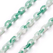 Acrylic Cable Chains, Oval, Medium Sea Green, 6x1.5mm, 1m/strand, 39.37 inch(SACR-P065-S08)