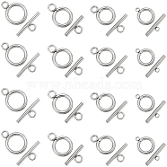 40Pcs 4 Styles 304 Stainless Steel Ring Toggle Clasps, Round Ring, Stainless Steel Color, Ring: 15~19x12~14x2mm, Bar: 15~20x5.5~7x2~2.5mm, Hole: 1.8~3mm, 10pcs/style(STAS-SC0007-38)