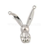 304 Stainless Steel Pendants, Rabbit Charm, Stainless Steel Color, 31.5x26.5x4mm, Hole: 1.8mm(STAS-P356-20P)