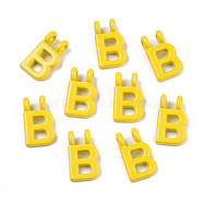 Spray Painted Alloy  2-Loop Link Pendants, Cadmium Free & Lead Free, Letter, Letter.B, 13.5x8x1.5mm, Hole: 2mm(X-PALLOY-T075-48B-RS)