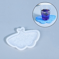 DIY Cup Mat Silicone Molds, Coaster Molds, Resin Casting Molds, Butterfly, White, 90x130x10mm(X-SIMO-PW0001-101B)