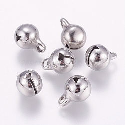 304 Stainless Steel Bell Charms, Stainless Steel Color, 9x6x6mm, Hole: 1.5mm(STAS-E144-079P-B)