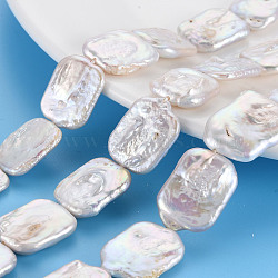 Natural Keshi Pearl Beads Strands, Cultured Freshwater Pearl, Rectangle, Seashell Color, 16~22x13~17x3~7mm, Hole: 0.6mm, about 18~20pcs/strand, 14.96 inch(38cm)(PEAR-S020-K05)