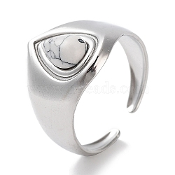 304 Stainless Steel Ring, Adjustable Synthetic Howlite Rings, 15mm, Inner Diameter: Adjustable(RJEW-B059-11P-03)