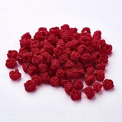 Polyester Weave Beads, Round, Crimson, 6x5mm, Hole: 4mm, about 200pcs/bag(WOVE-N002-23)