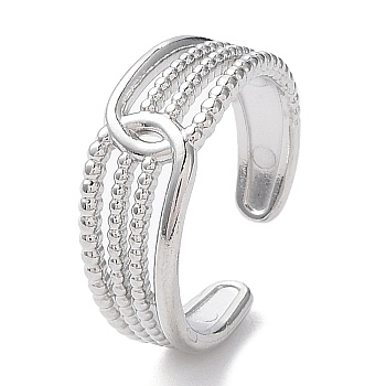 304 Stainless Steel Hollow Multi Line Open Cuff Rings, Stainless Steel Color, Inner Diameter: 18.2mm