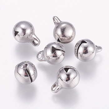 304 Stainless Steel Bell Charms, Stainless Steel Color, 9x6x6mm, Hole: 1.5mm