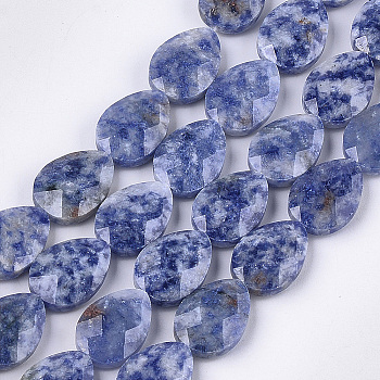 Natural Blue Spot Jasper Beads Strands, Faceted, teardrop, 18x13~13.5x5.5~6mm, Hole: 1.2mm, about 11pcs/strand, 7.8 inch