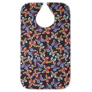 Polyester Adult Bibs for Eating, Washable Reusable Waterproof Clothing Protector, Bibs for Elderly, Weak People, Butterfly Pattern, 773x437x4.5mm
