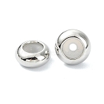 SHEGRACE Brass Beads, Cadmium Free & Nickel Free & Lead Free, Rondelle, with Rubber Inside, Real Platinum Plated, 8x4mm, Hole: 4mm(XGRPCN158-246P)